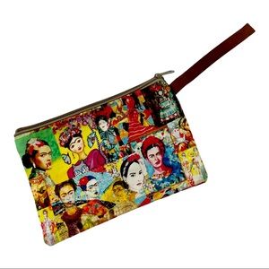 NWOT Frida Kahlo Mexican Wristlet Makeup Bag Pencil Pouch